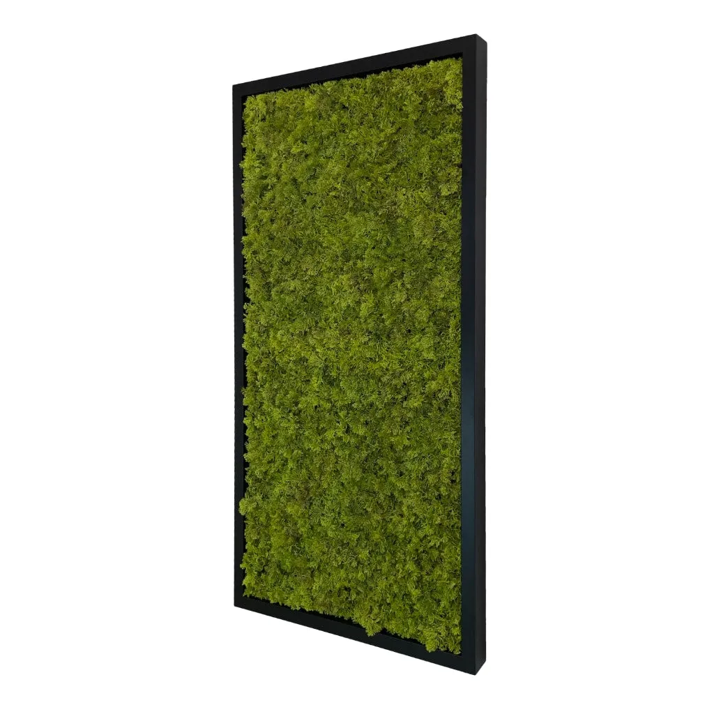Artificial reindeer moss wall rectangle art panel aluminium Black - 100x50cm