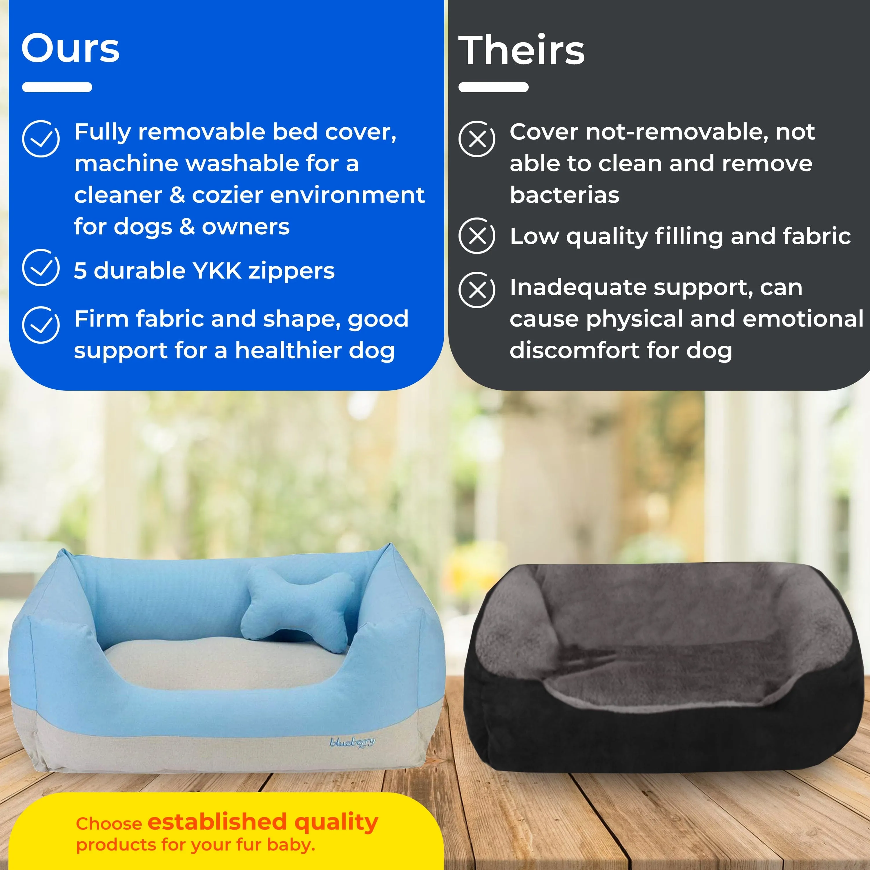 Cover-removable and Washable Color Block Linen Blend Dog Bed