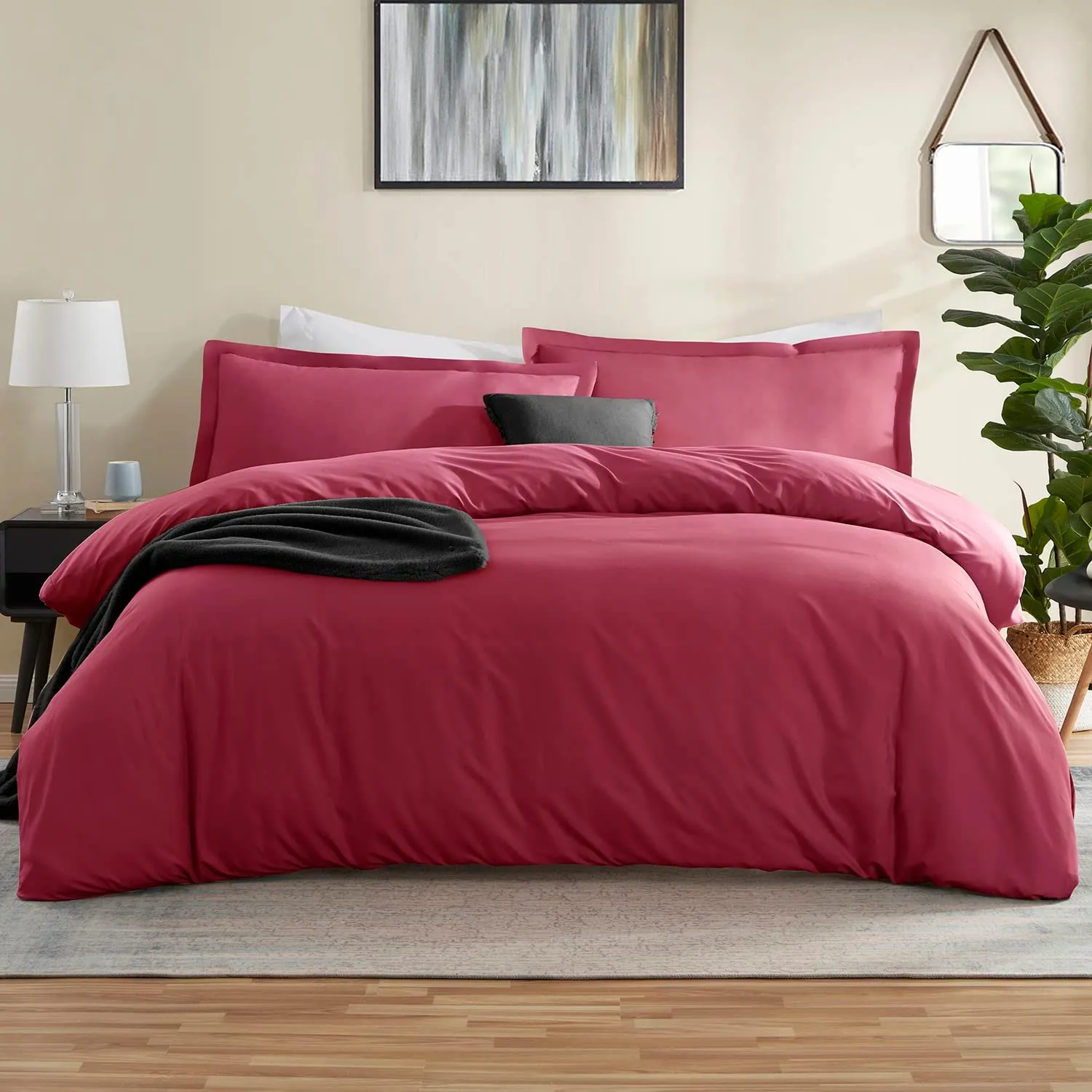 Egyptian Cotton Comforter Cover Set with Button Closure Fitted Sheet