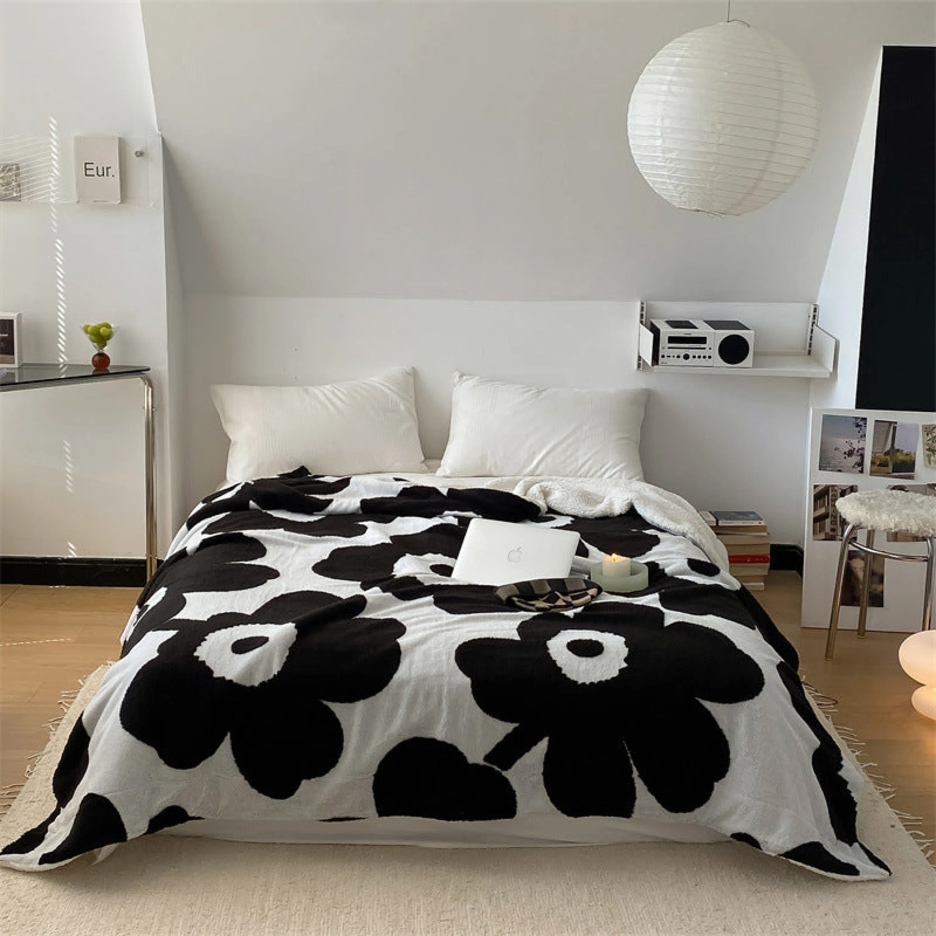 Mixed Velvet Wool Jacquard Floral Blanket (6 Colors)