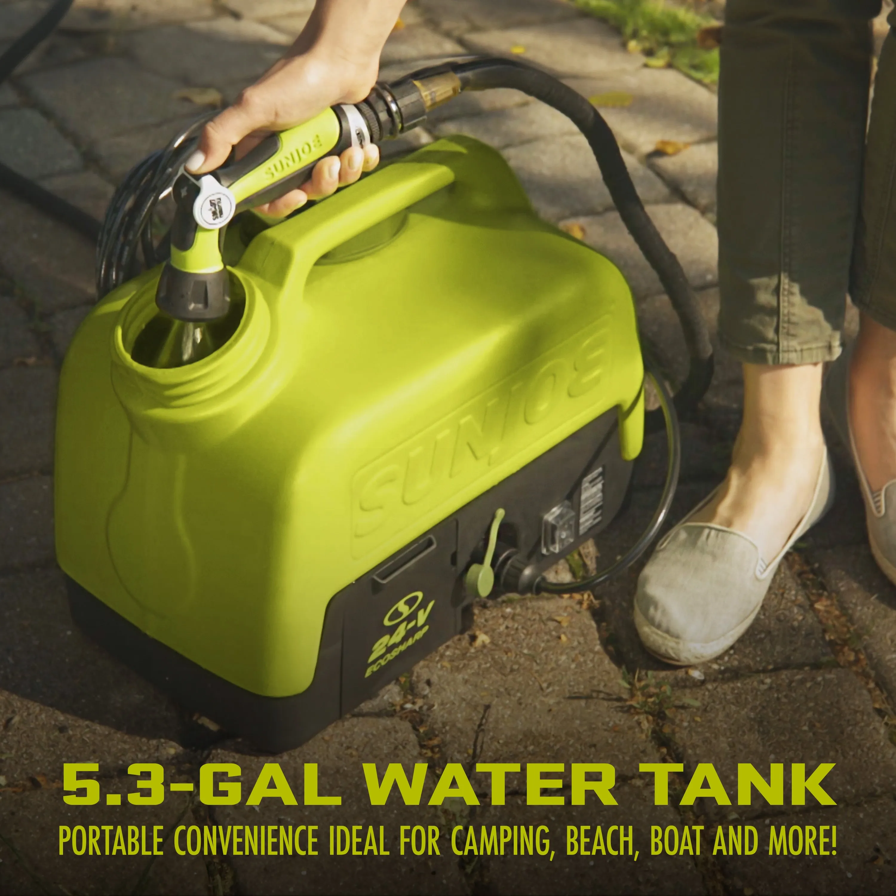 Sun Joe WA24C-LTE 24-Volt* IONMAX Cordless Go-Anywhere Portable Sink/Shower Spray Washer Kit | 5 Gal | 116 PSI Max* | 1.5 GPM Max* | W/ 2.0Ah Battery   Charger